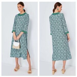 Tuckernuck Green and White Patterned Long Sleeve Dress